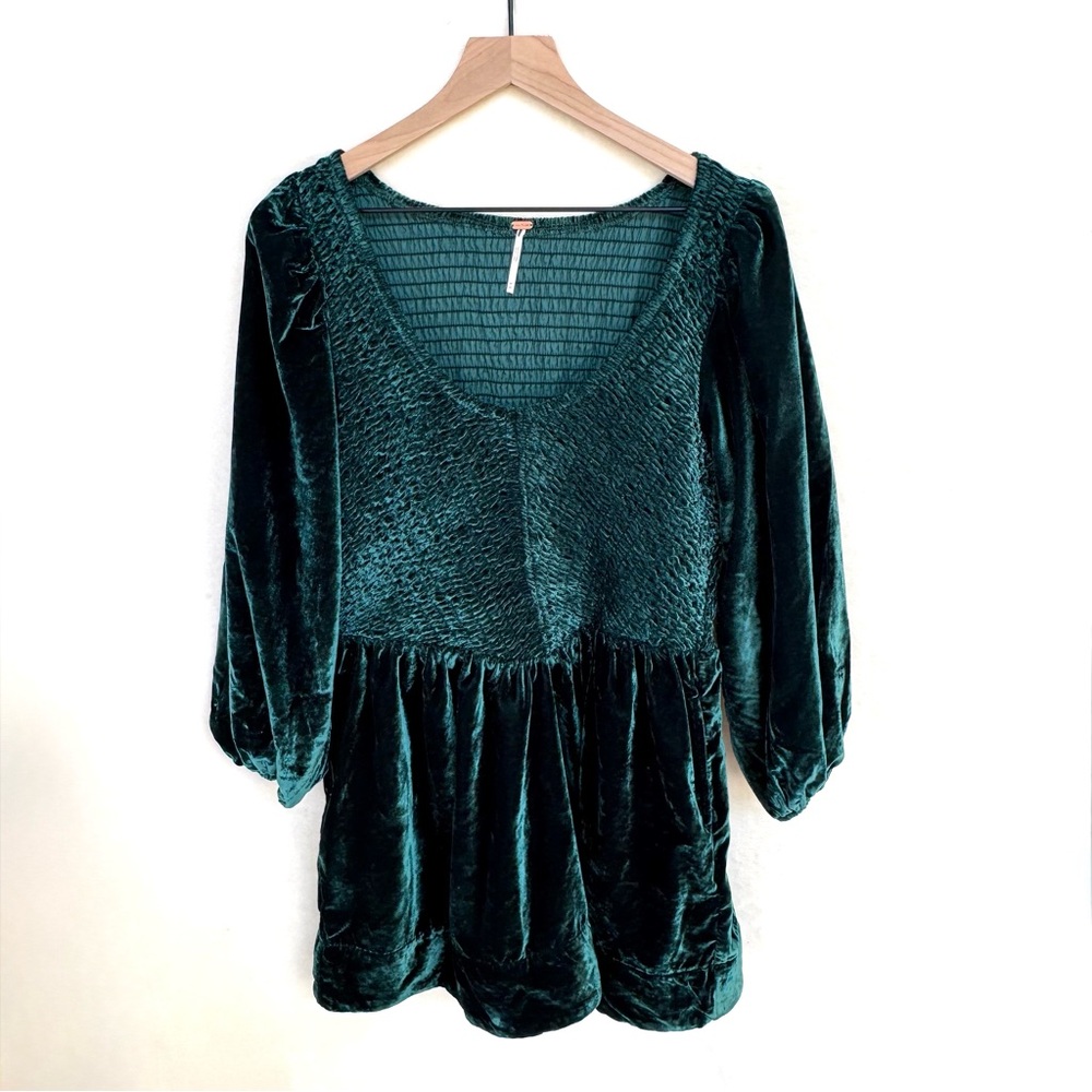 NWOT Free People Farrier Velvet Mini Dress in Pine Green - Picture 8 of 12